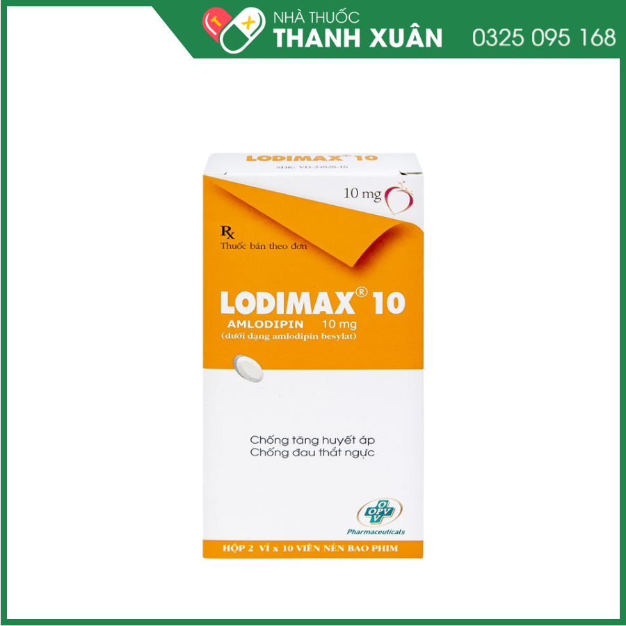 Lodimax 10 điều trị tăng huyết áp, dự phòng cơn đau thắt ngực